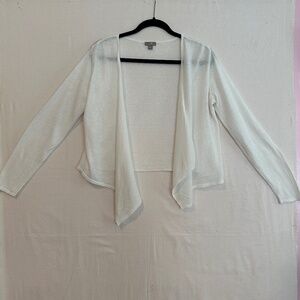 J. Jill Lightweight Long-sleeve Cardigan Wrap, White, Petite Small